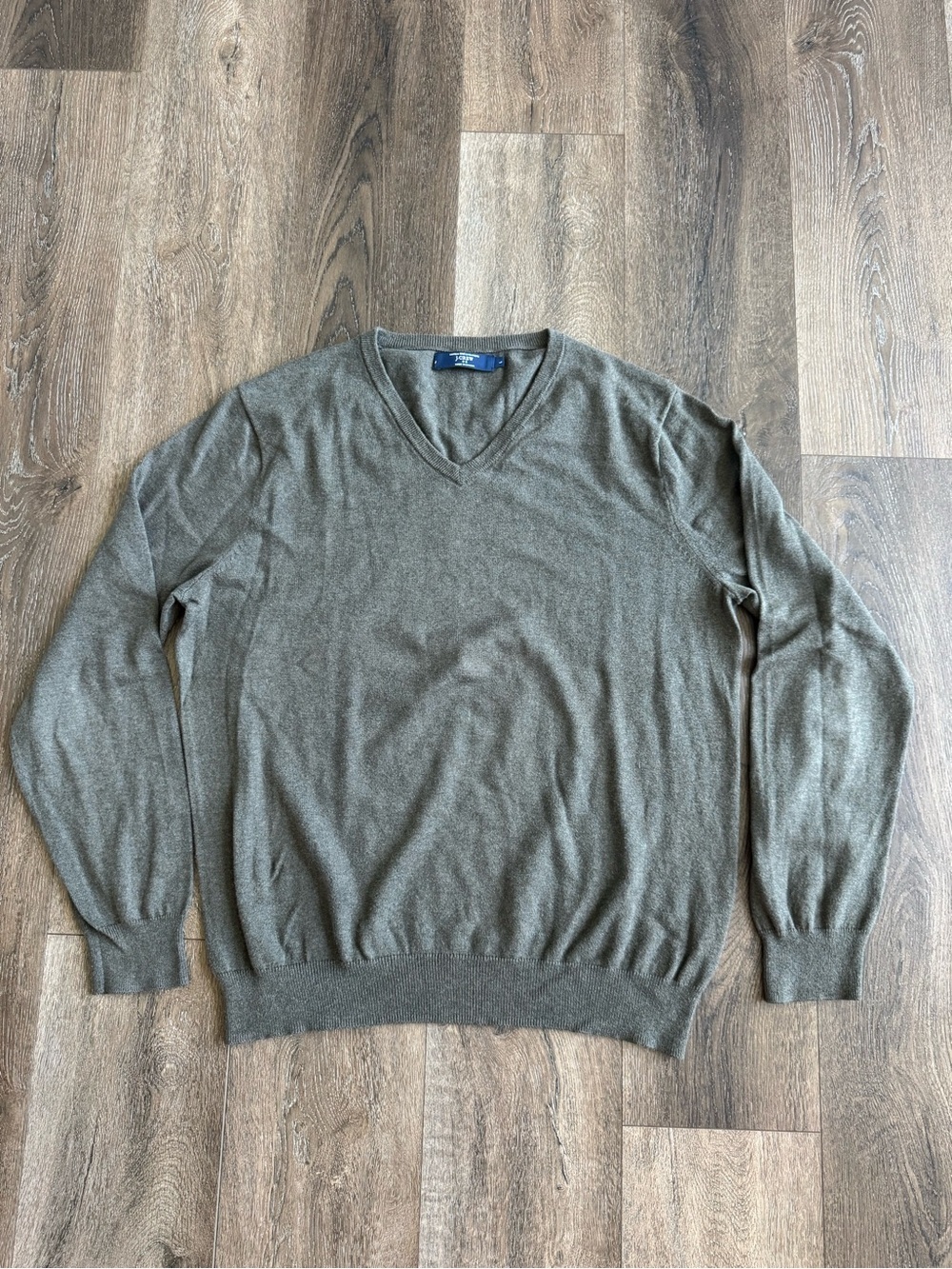 J. Crew Olive V-Neck Sweater Cotton with Cashmere Men’s Size Large